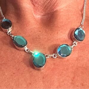 Blue Topaz set in Sterling Silver Necklace